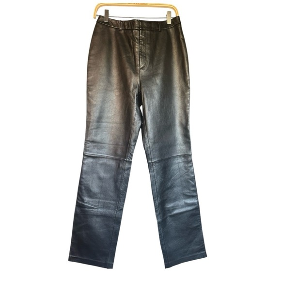 Jaclyn Smith Black Leather Straight Leg Pants size 8 - Picture 1 of 15